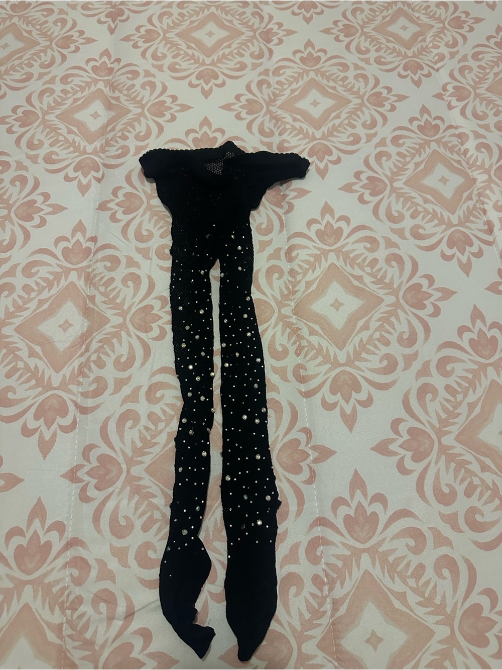 Black Embellished Sheer Tights/stockings